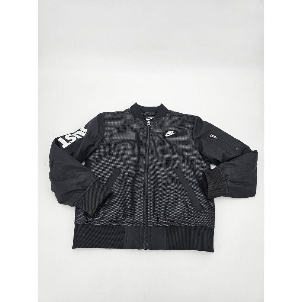 Nike Kids Bomber Jacket Size 5-6 years M Black Just Do It pre-owned‎